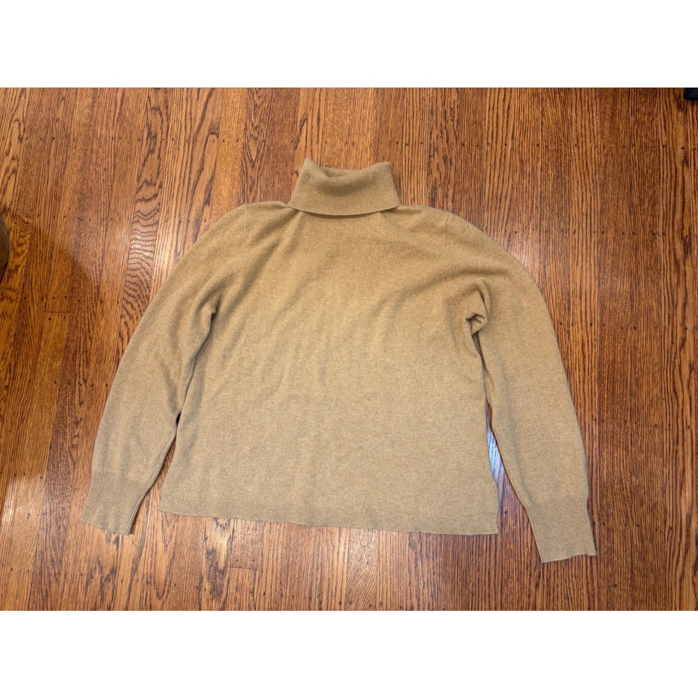 J.Crew 100% Cashmere Turtleneck Sweater Camel Tan XL Quiet Luxury p